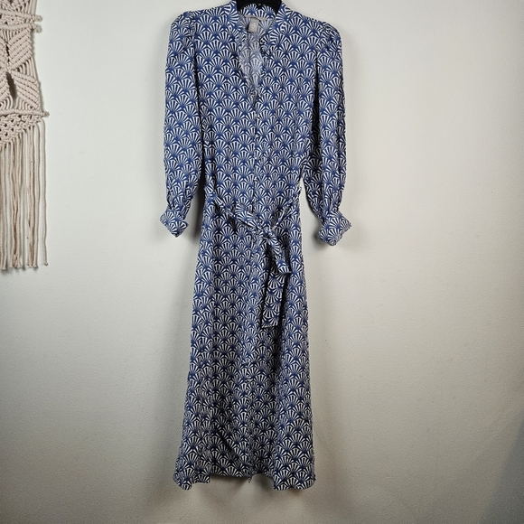 H&M A-line Dress Blue/patterned Size XS baloon Sleeve - Picture 2 of 9